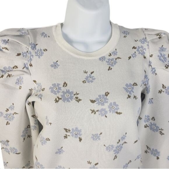 Kiss The Stars Floral knit blouse,Balloon Shoulder, Size XS - Picture 5 of 8